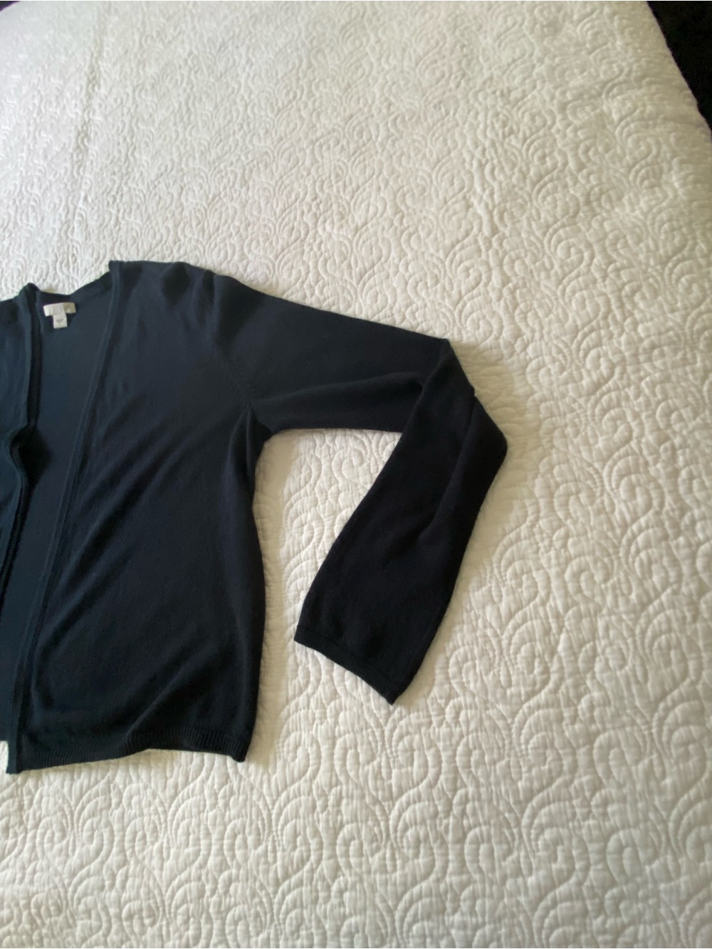 J. Jill Navy Linen Blend Open-Front Cardigan Size Small - Picture 9 of 12